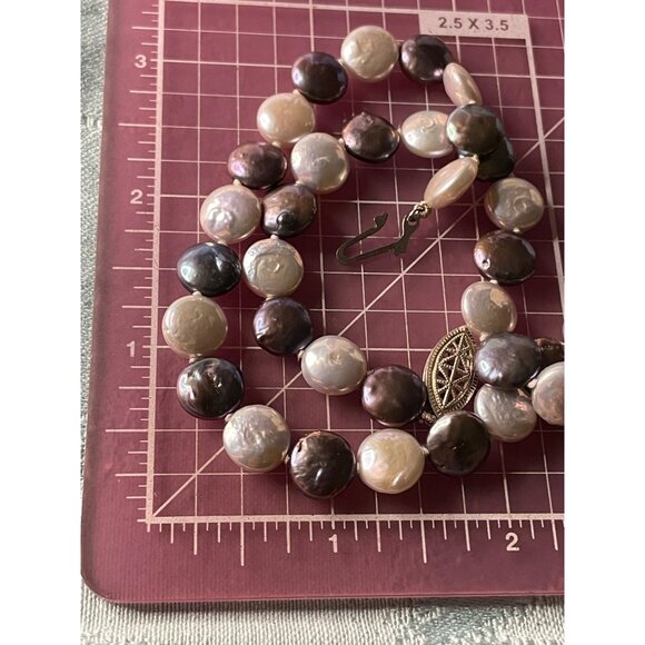 Baroque Pearl Necklace 18" With Sterling Silver Clasp In Iridescent Tones - Picture 5 of 8